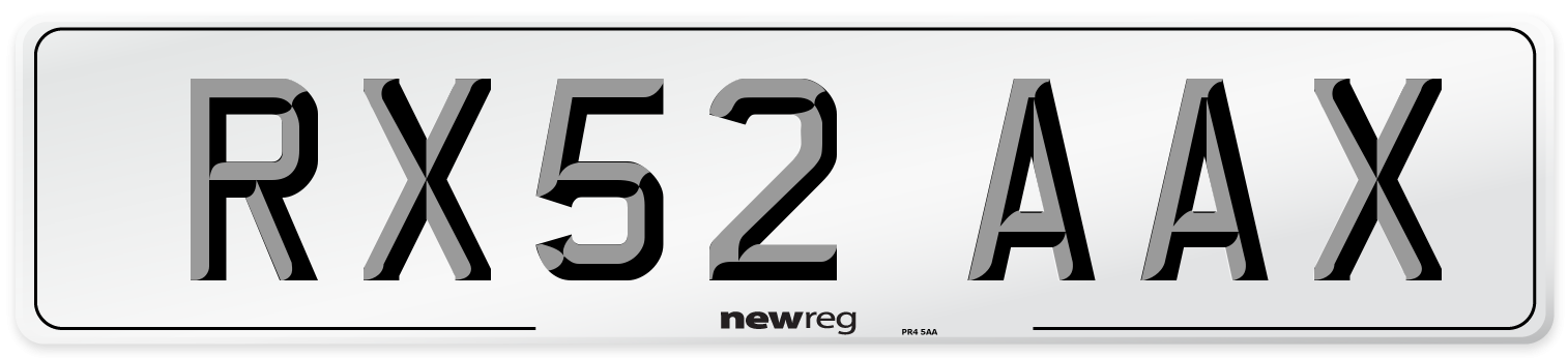 RX52 AAX Number Plate from New Reg